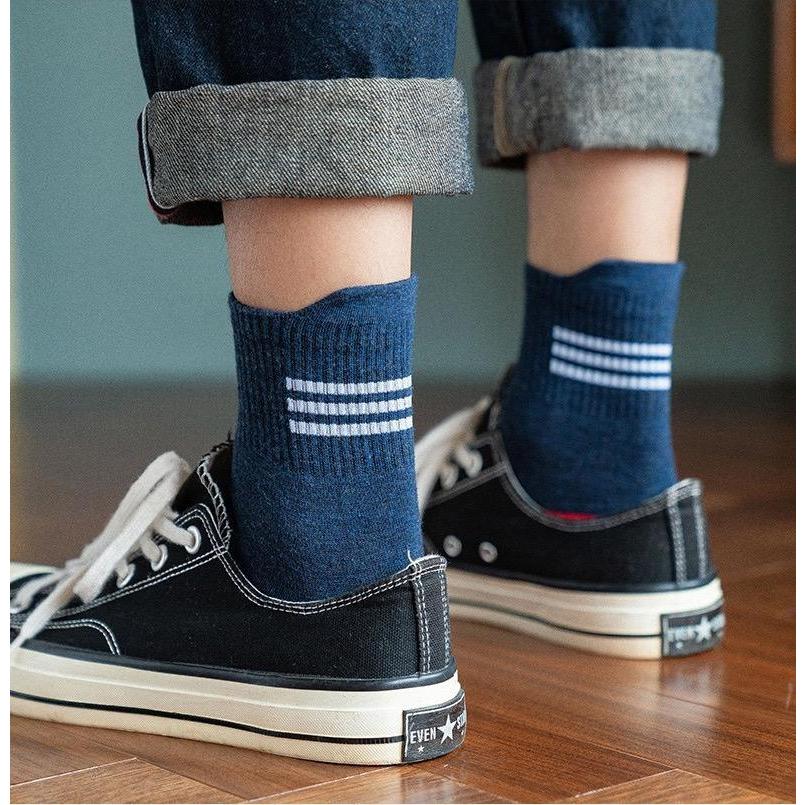 FreeShiping 10Pairs Korean Style High Quality Ankle Socks Three Stripe Fashion Style Socks For Men Size Free-Size 36-43 Men Socks 